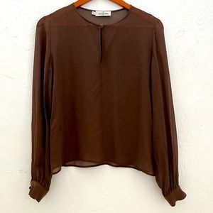Valentino Brown Silk Chiffon Blouse
